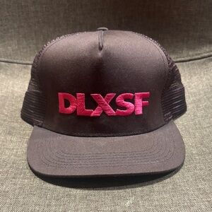 DLXSF Skateboard Brown and Pink Trucker Hat